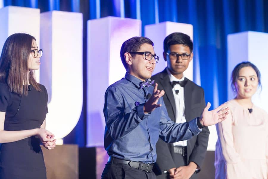 Student entrepreneurs pitch their business ideas at the BUILD Gala.